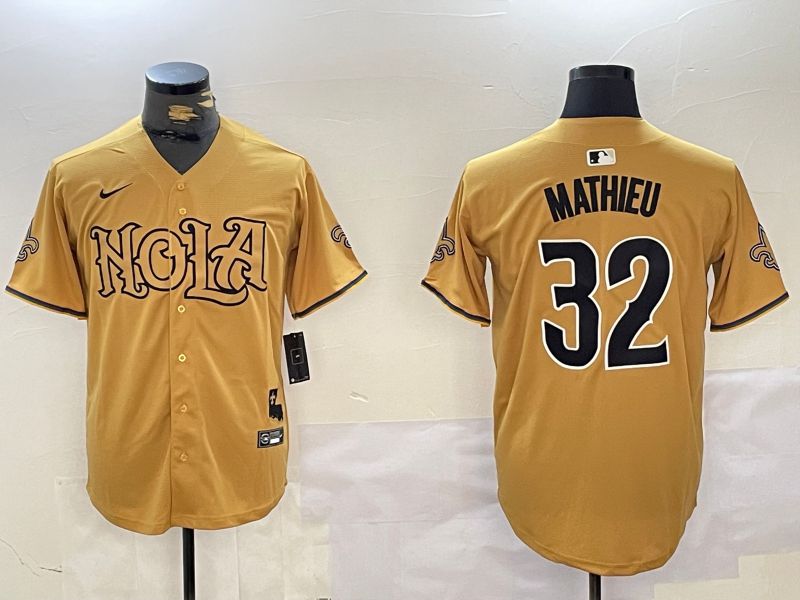 Men New Orleans Saints #32 Mathieu Yellow Joint Name 2024 Nike Limited NFL Jersey style 2->nfl hats->Sports Caps